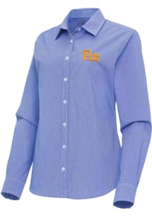 Womens Pitt Panthers Blue Antigua Porter Long Sleeve Dress Shirt