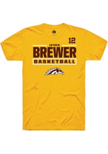 Jayden Brewer Rally Mens Gold Western Michigan Broncos NIL Stacked Box Player T Shirt