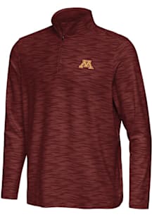 Antigua Minnesota Golden Gophers Mens Maroon Swell Long Sleeve Qtr Zip Pullover