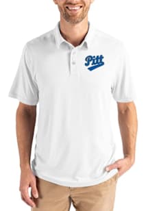 Mens Pitt Panthers White Cutter and Buck Vault Coastline Eco Short Sleeve Polo Shirt