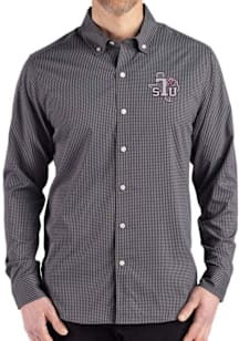 Cutter and Buck Texas Southern Tigers Mens Black Gingham LS Woven Long Sleeve Dress Shirt