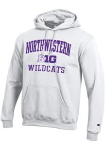 Mens Northwestern Wildcats White Champion Big Ten Powerblend Hooded Sweatshirt