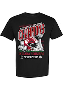 Something Inked Indiana Hoosiers Black 2026 Peach Bowl Champions Trophy Short Sleeve T Shirt