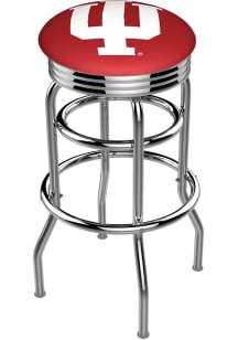 Black Indiana Hoosiers Double-Ring Swivel Chrome Pub Stool