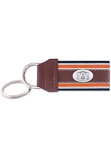 Auburn Tigers Leather and Grosgrain Concho Keychain - Brown