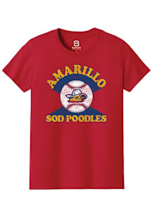 Summit Sportswear Amarillo Sod Poodles Youth Red Soft Arch Short Sleeve T-Shirt