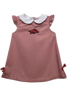 Vive La Fete Arkansas Razorbacks Toddler Girls Cardinal Gingham Short Sleeve Dress