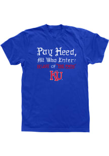 Kansas Jayhawks Blue Pay Heed Short Sleeve Fashion T Shirt