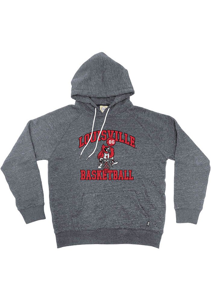 Louisville Cardinals Grey Basketball Long Sleeve Fashion Hood