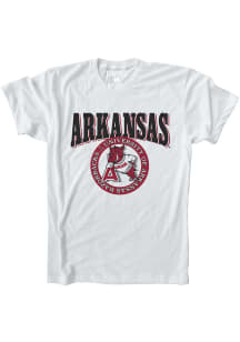Arkansas Razorbacks White Circle Vintage Graphic Short Sleeve Fashion T Shirt