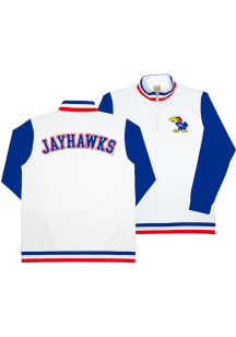 Kansas Jayhawks Mens White Vault Long Sleeve 1/4 Zip Pullover