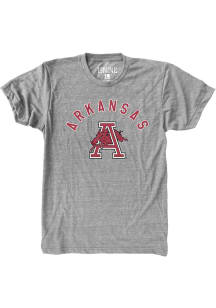 Arkansas Razorbacks Grey Vintage Arch Mascot Short Sleeve Fashion T Shirt