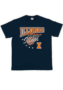 Illinois Fighting Illini Navy Blue Classic Hoop Short Sleeve Fashion T Shirt