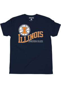 Navy Blue Illinois Fighting Illini Basketball Short Sleeve Fashion T Shirt