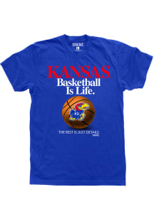Kansas Jayhawks Blue Basketball is Life Short Sleeve Fashion T Shirt