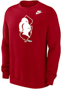 Mens Rutgers Scarlet Knights Red Nike Knight Outline Club Fleece Crew Sweatshirt
