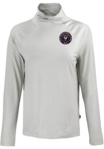 Cutter and Buck Inter Miami CF Womens Grey Coastline Eco Funnel Neck Crew Sweatshirt