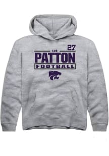 Cub Patton Rally Youth Grey K-State Wildcats NIL Stacked Box Long Sleeve Player Hoodie