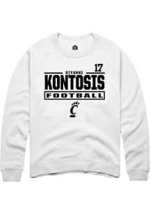 Giyahni Kontosis Rally Mens White Cincinnati Bearcats NIL Stacked Box Player Crew