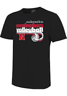 Nebraska Cornhuskers Black Color Stripes Volleyball Short Sleeve T Shirt