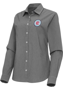 Antigua Chicago Fire Womens Porter Long Sleeve Black Dress Shirt