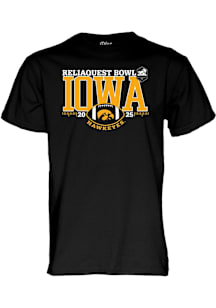 Blue 84 Iowa Hawkeyes Black 2025 Reliaquest Bowl Short Sleeve T Shirt