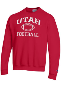 Champion Utah Utes Mens Red Football Powerblend Long Sleeve Crew Sweatshirt