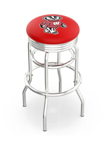 Black Wisconsin Badgers Mascot Double-Ring Swivel Chrome Pub Stool
