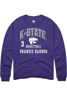 Brandie Harrod Rally Mens Purple K-State Wildcats NIL Arch Logo Player Crew