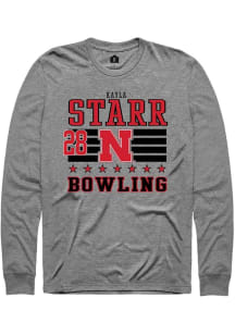 Kayla Starr Mens Grey Nebraska Cornhuskers NIL Striped Long Sleeve Player T Shirt