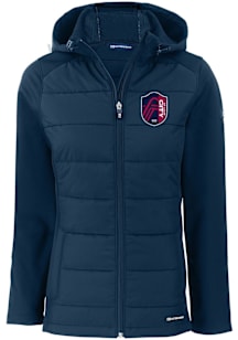 Cutter and Buck St Louis City SC Womens Navy Blue Evoke Hood Heavy Weight Jacket