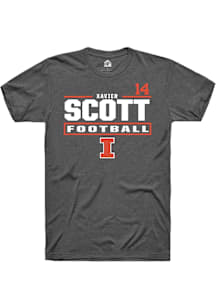 Xavier Scott Illinois Fighting Illini Dark Grey Football NIL Stacked Box Short Sleeve Player T Shi..