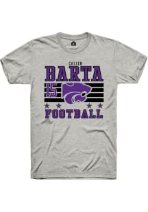 Callen Barta Rally Mens Ash K-State Wildcats NIL Striped Player T Shirt