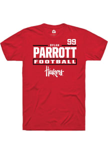 Dylan Parrott Red Nebraska Cornhuskers NIL Stacked Box Short Sleeve T Shirt
