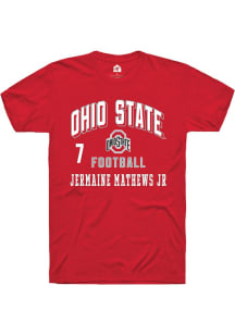 Jermaine Mathews Jr Rally Mens Red Ohio State Buckeyes NIL Arch Logo Player T Shirt