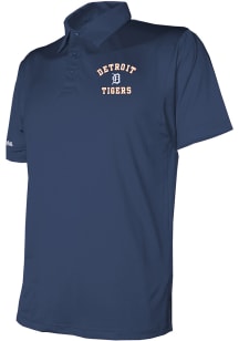 Stitches Detroit Tigers Mens Navy Blue Logo Short Sleeve Polo