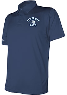 Stitches Tampa Bay Rays Mens Navy Blue Logo Short Sleeve Polo