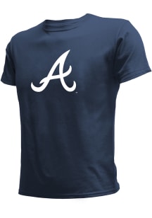 Stitches Atlanta Braves Youth Navy Blue Logo Short Sleeve T-Shirt