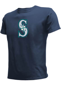 Stitches Seattle Mariners Youth Navy Blue Logo Short Sleeve T-Shirt