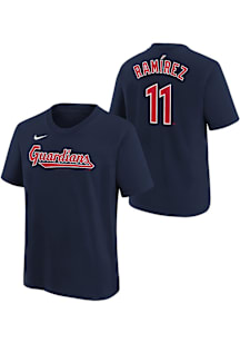 Jose Ramirez Cleveland Guardians Youth Navy Blue Home NN Player Tee
