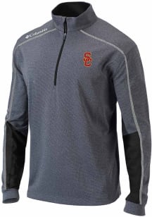 Mens USC Trojans Black Columbia Heat Seal Omni Wick Shotgun 2.0 Qtr Zip Pullover