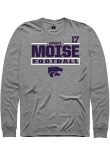 Adonis Moise Mens Graphite K-State Wildcats NIL Stacked Box Long Sleeve Player T Shirt