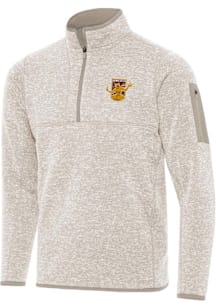 Antigua Detroit City FC Mens Oatmeal Fortune Long Sleeve Qtr Zip Pullover