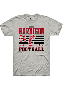 Myles Harrison Cincinnati Bearcats Ash Football NIL Striped Short Sleeve Player T Shirt