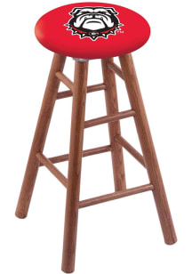 Georgia Bulldogs Mascot Round Cushion Oak Pub Stool - Brown