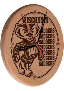 Brown Wisconsin Badgers Laser Engraved Wall Clock