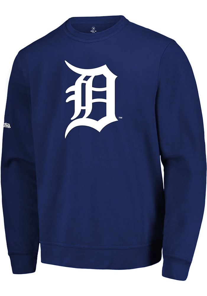 Detroit Tigers Mens NAVY Primary Logo Crew Sweatshirt - 3980644