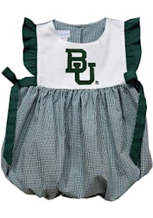Vive La Fete Baylor Bears Baby Girls Green Gingham Bubble Short Sleeve Dress