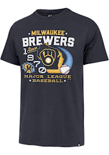 47 Milwaukee Brewers Navy Blue Throwback Short Sleeve Fashion T Shirt