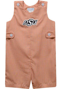 Vive La Fete Oklahoma State Cowboys Baby Orange Gingham Overalls
